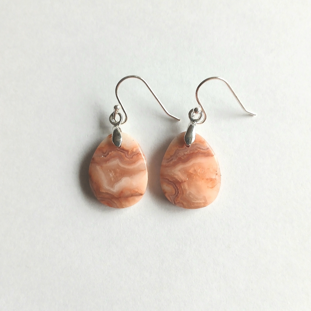 Crazy Lace Rosetta Stone Gemstone Earrings with 925 Sterling Silver Findings